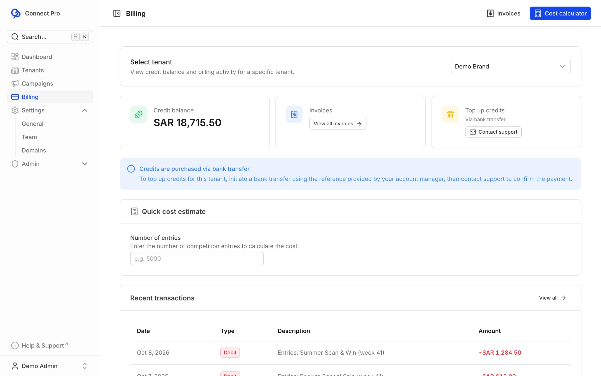 The prepaid balance