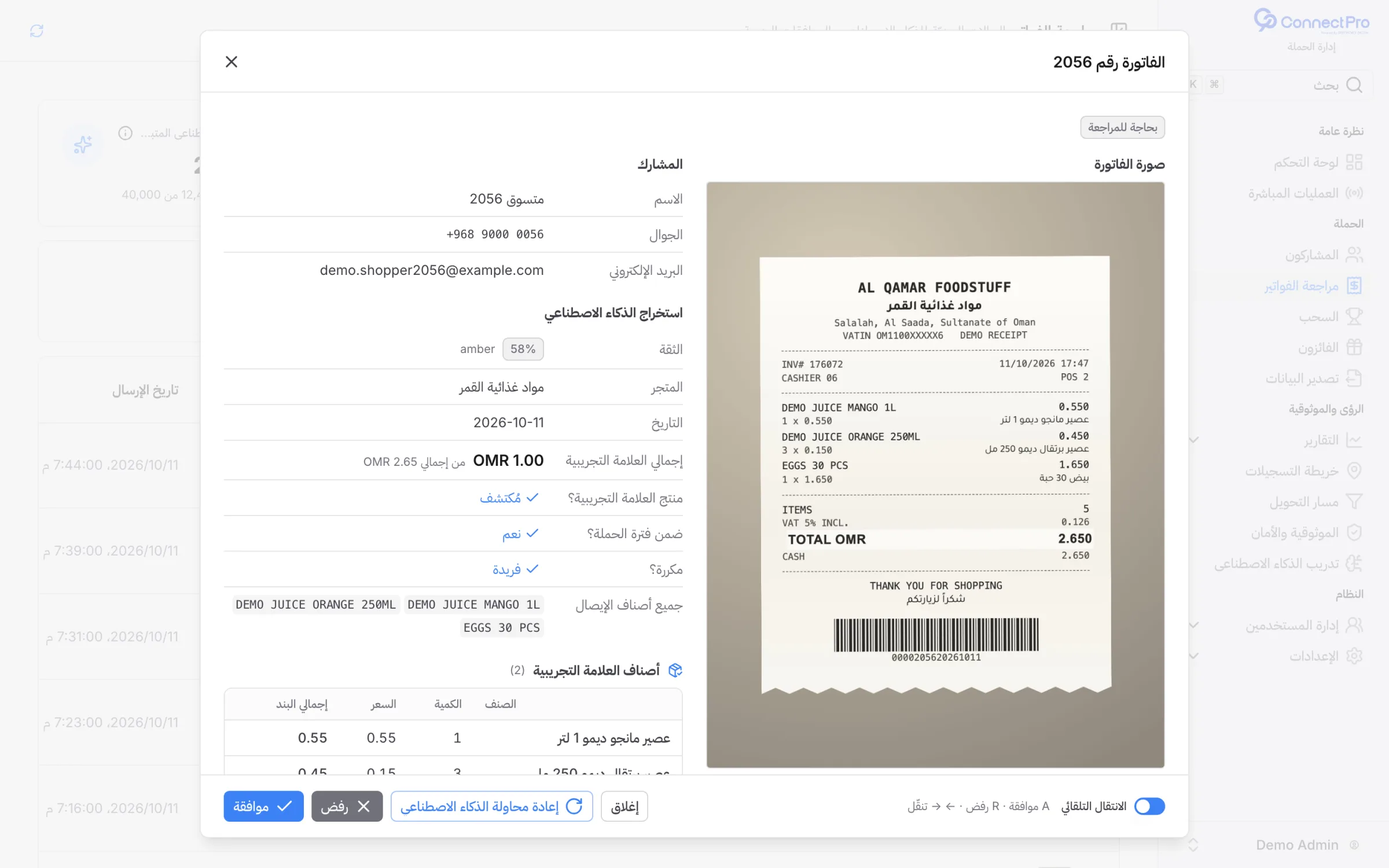 لوحة التحكم الحقيقية، ببيانات مُختلَقة
