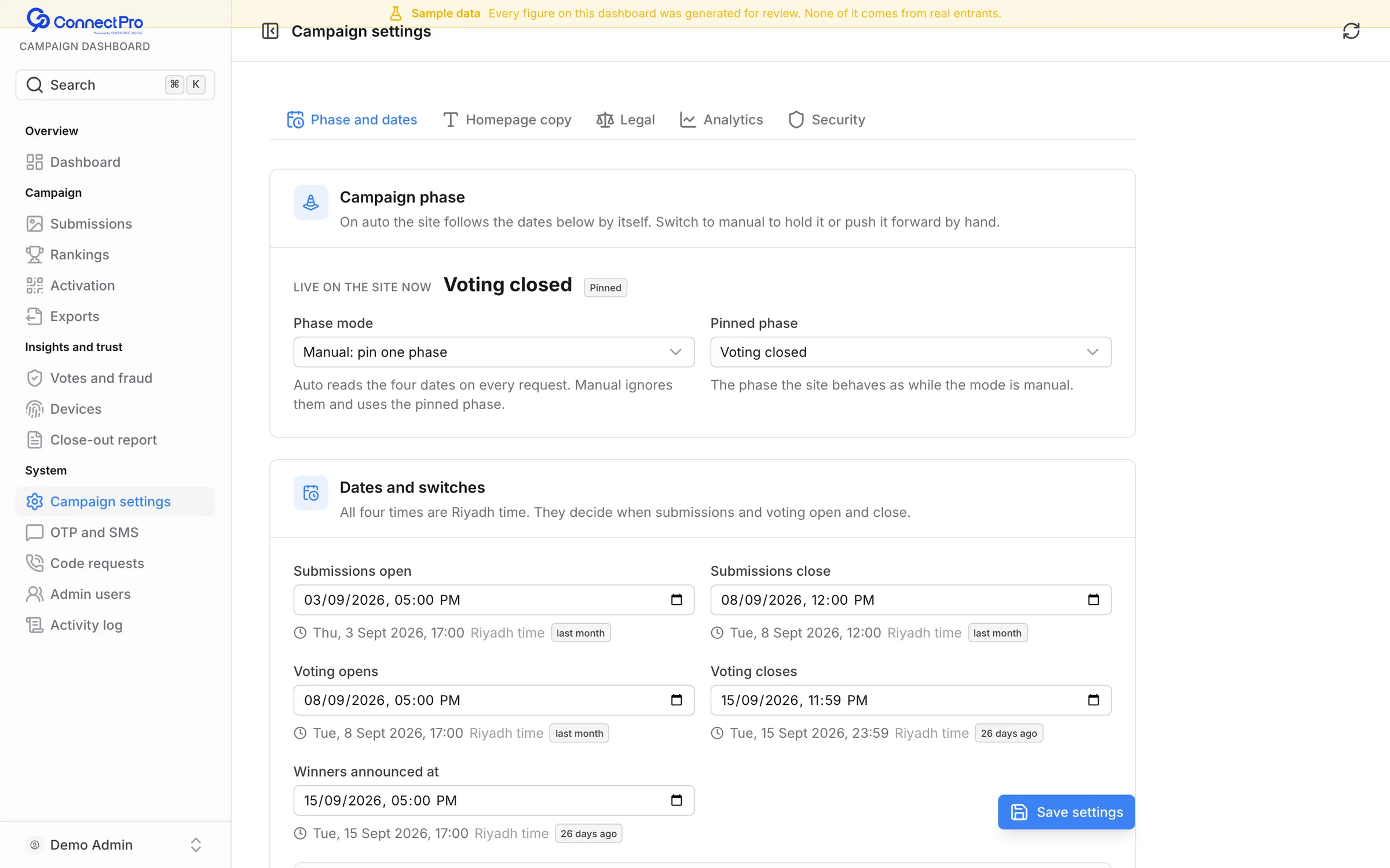 One setting moves the whole site